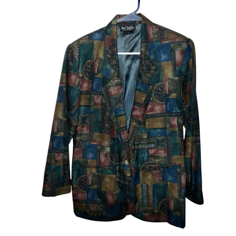 Vintage By Choice Sport California Abstract‎ Sport Jacket Women Medium 1 Button